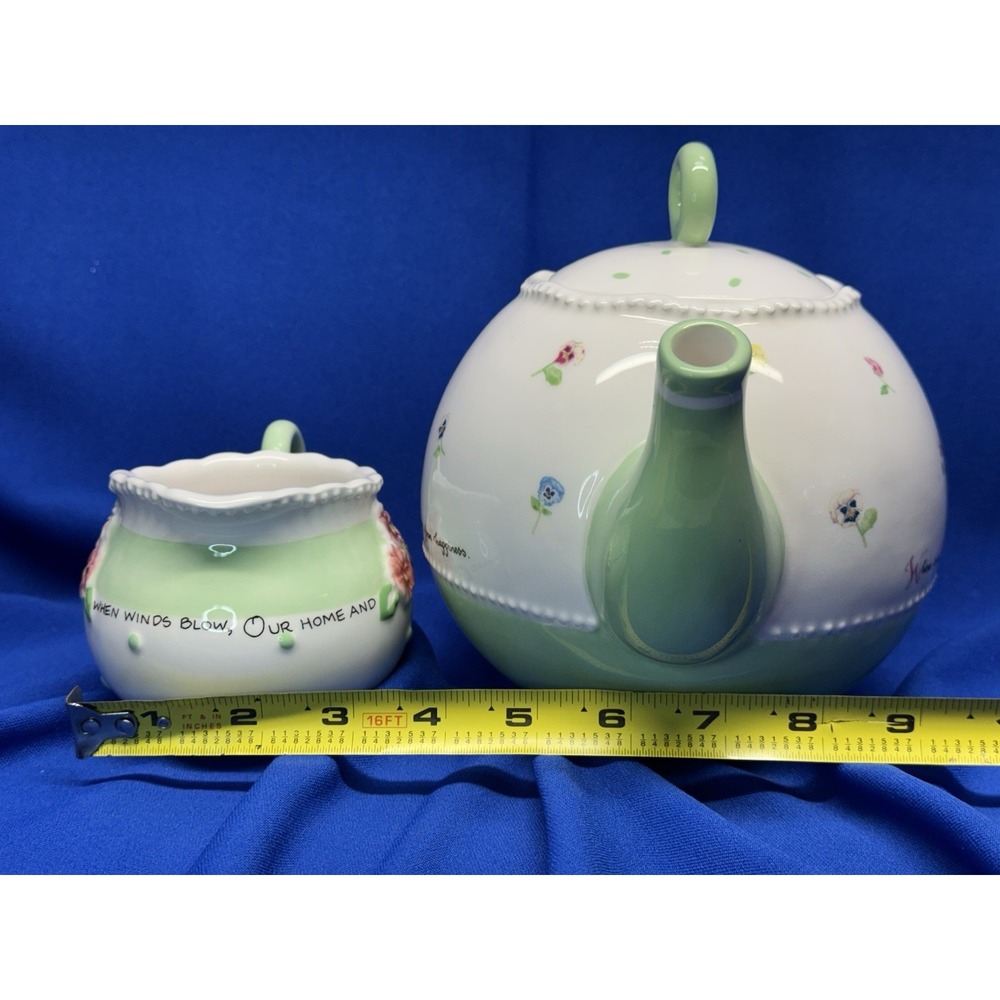 VTG Y2K Susan Branch Teapot Kettle & Creamer Sings From Happiness That Is Home - Picture 11 of 13